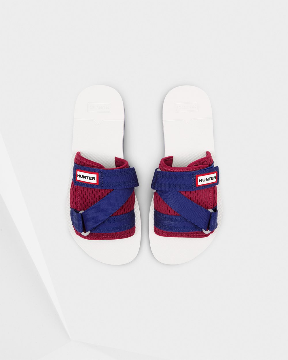 Women Hunter Original Flatform Beach | Slides White/Red/Blue | NZ-59384-XLOQ